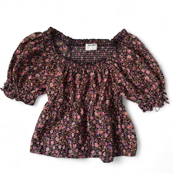 Old Navy Tops - Old Navy Floral Smocked Puff Sleeve Blouse Cottagecore Romantic Boho Top